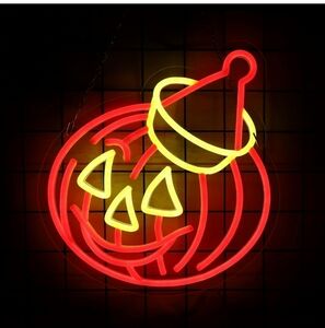 LED Yellow & Orange Pumpkin Neon Light Sign
